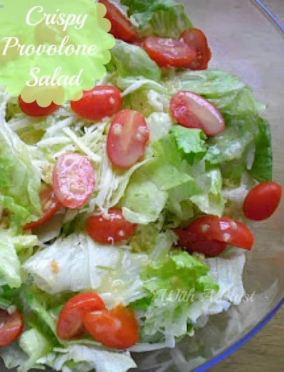 Crispy Provolone Salad only takes a couple of minutes to make and is perfect for when you only need a crunchy side salad to especially rich dinner (or lunch!) meals #QuickSalad #CrunchySalad #EasySalad Crispy Provolone Salad only takes a couple of minutes to make and is perfect for when you only need a crunchy side salad to especially rich dinner (or lunch!) meals #QuickSalad #HealthySalad #CrunchySalad