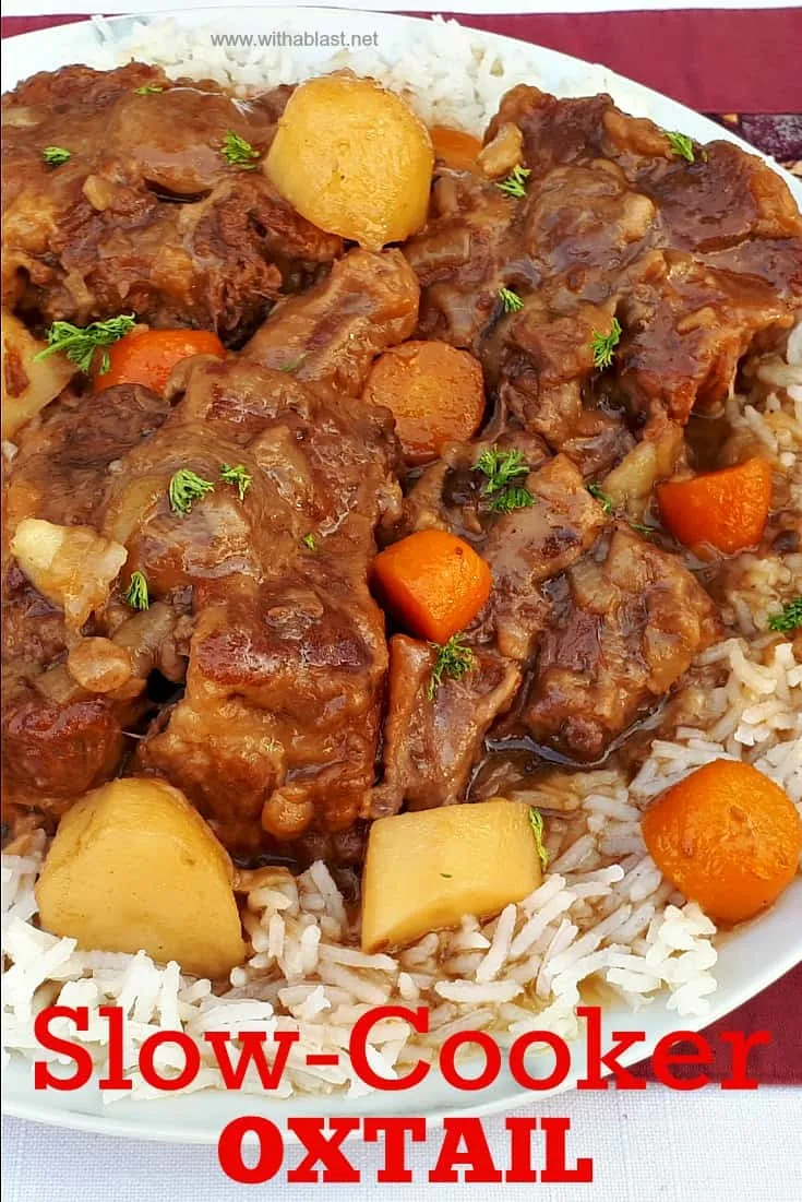 This Oxtail cooked in the Slow-Cooker turns out so tender and fall-off-bone - with a delicious rich sauce