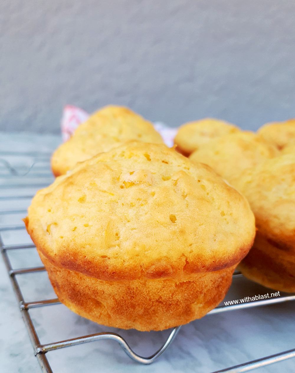 Sweetcorn Muffins are soft, fluffy and quick enough to make (all standard pantry ingredients) as an addition to breakfast or serve as a snack