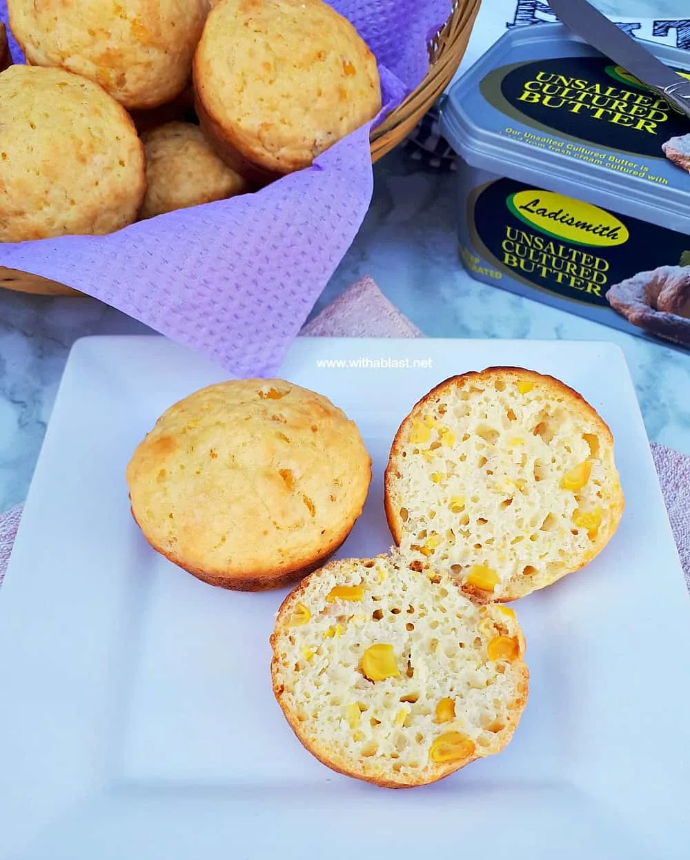 Sweetcorn Muffins are soft, fluffy and quick enough to make (all standard pantry ingredients) as an addition to breakfast or serve as a snack