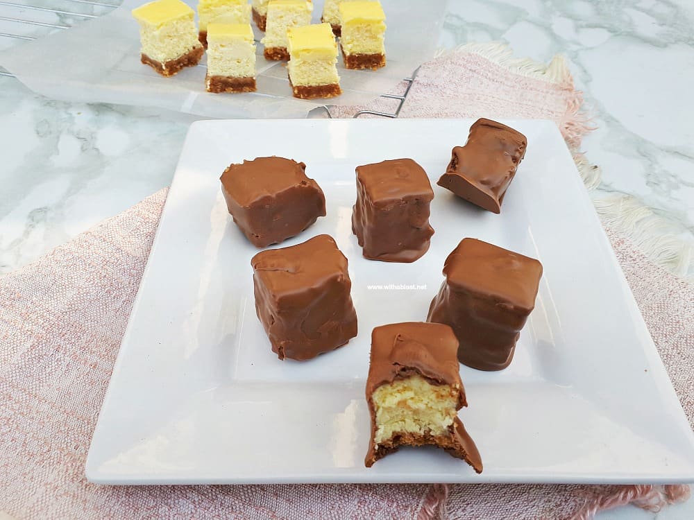 Cheesecake Bites Covered In Chocolate