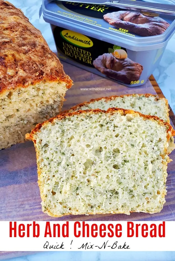 Herb And Cheese Bread (Mix-N-Bake) is soft and fluffy. The perfect bread to serve with soup as well as with any sandwich savory fillings #HerbBread #QuickBread #CheeseBread