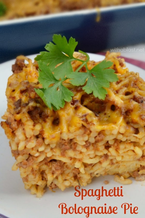 Spaghetti Bolognaise Pie - The popular pasta dish now in a Pie ! An easy everyday dinner or slice into blocks when cold and take on a picnic !