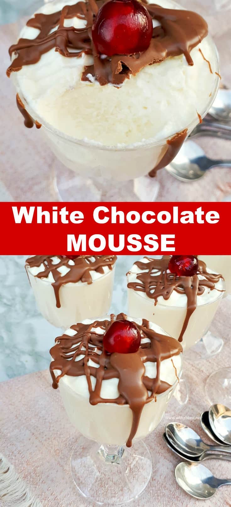 White Chocolate Mousse is so quick and easy to make [make ahead friendly recipe] #ChocolateMousse #Mousse #DecadentDessert