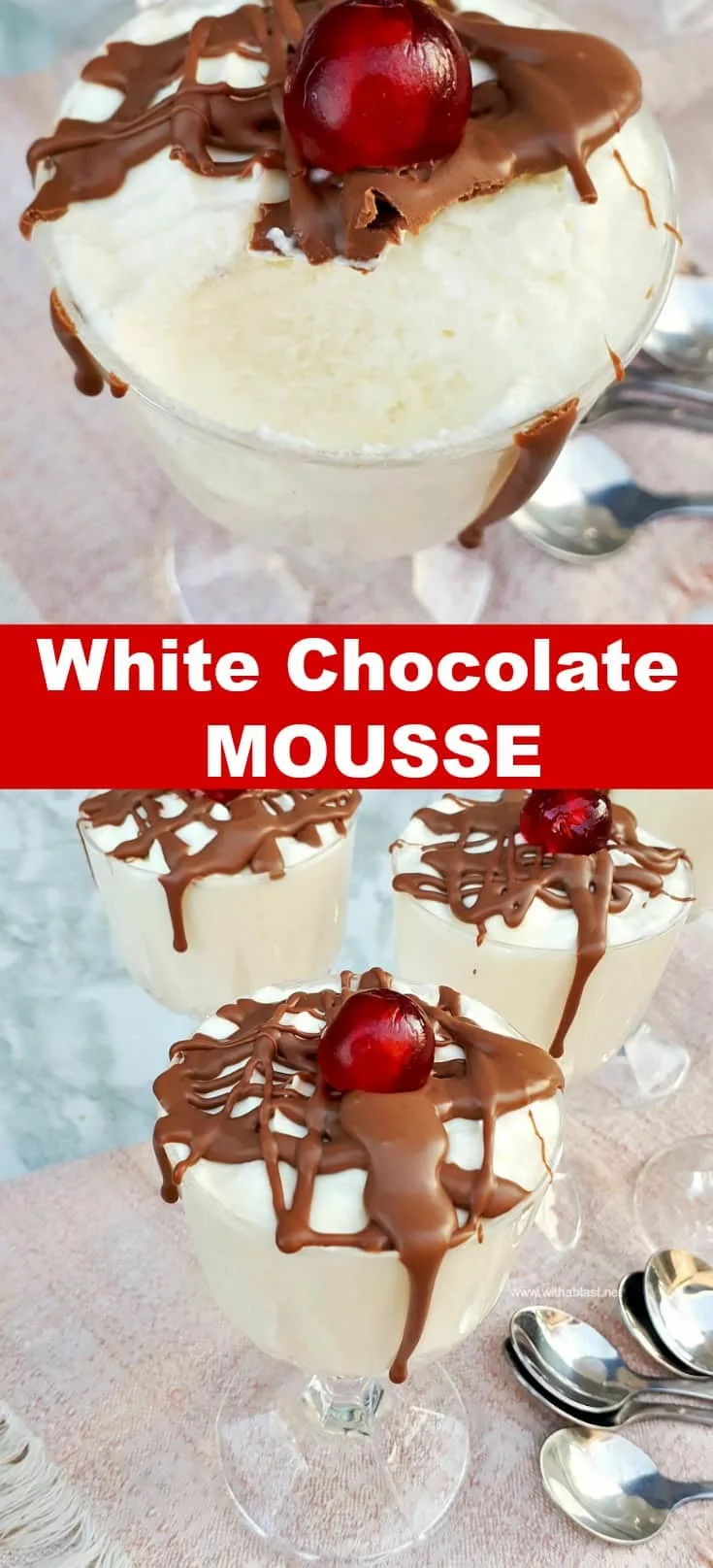 White Chocolate Mousse is so quick and easy to make [make ahead friendly recipe] #ChocolateMousse #Mousse #DecadentDessert