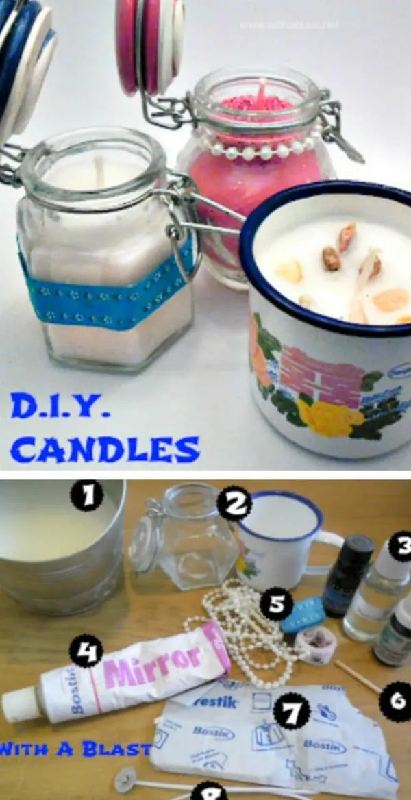 Easy DIY Candles - Step-by-step tutorial on how to make your own candles in containers, color and scent tips included as well #DIYCandles #CraftIdeas #CandleMaking #Candles #GiftIdeas to #DIY