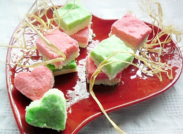 Homemade Coconut Ice recipe - plain and mint favored recipe - Make this popular candy at home without all the preservatives