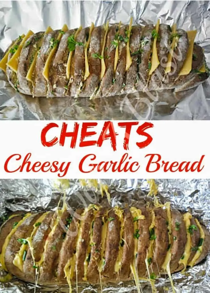 Turn a store-bought French loaf into a gooey delicious, Cheesy Garlic Bread quickly and easily - perfect side or appetizer for any occasion #GarlicBread #QuickBread
