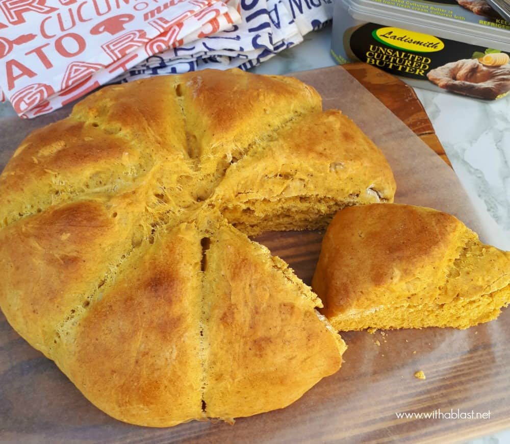 This Cinnamon Pumpkin Scone Wedge is best served warm with butter for breakfast, tea time or an anytime snack - quick and so easy to make too !