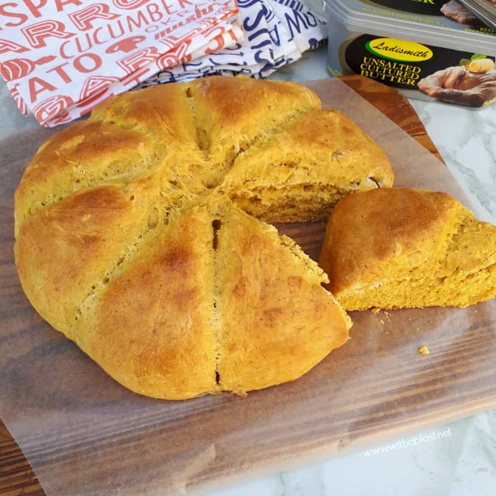 This Cinnamon Pumpkin Scone Wedge is best served warm with butter for breakfast, tea time or an anytime snack - quick and so easy to make too !