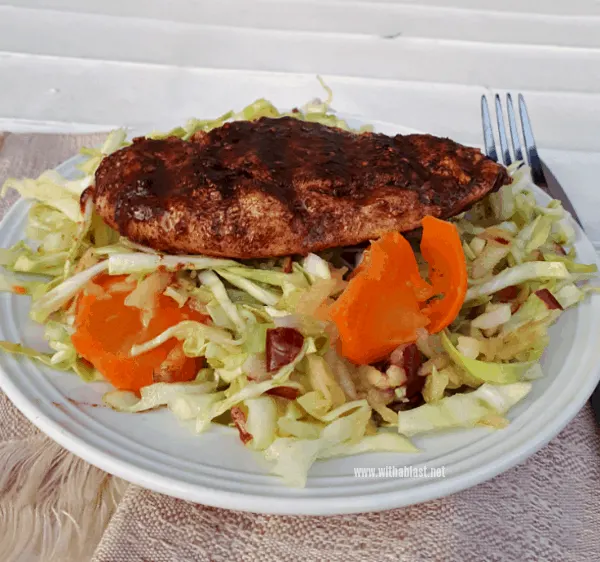 Low-Carb, Healthy Spicy Chicken with Apple Coleslaw- Perfect for lunch or dinner [ Quick and easy recipe ]