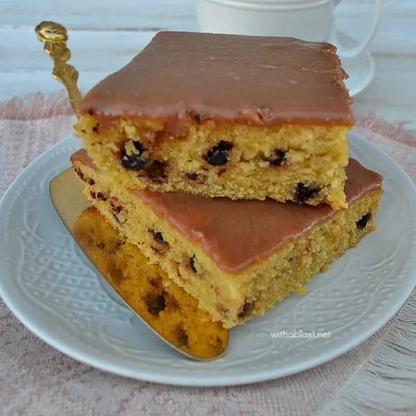 Espresso and Chocolate Chip Slices [sheet pan recipe] are delicious, especially with a cup of freshly brewed coffee - at teatime or for dessert - Quick, easy recipe.