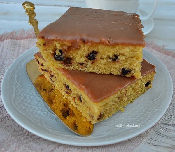 Espresso and Chocolate Chip Slices [sheet pan recipe] are delicious, especially with a cup of freshly brewed coffee - at teatime or for dessert - Quick, easy recipe.