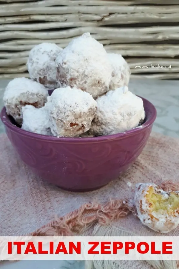 Italian Zeppole is the most delicious sweet treats ! Deep-fried dough, almost like a beignet but much chewier and more dense - more of a Ricotta donut #ZeppoleRecipe #ItalianZeppole #FriedDelicacies #DessertRecipes #SweetTreatRecipes