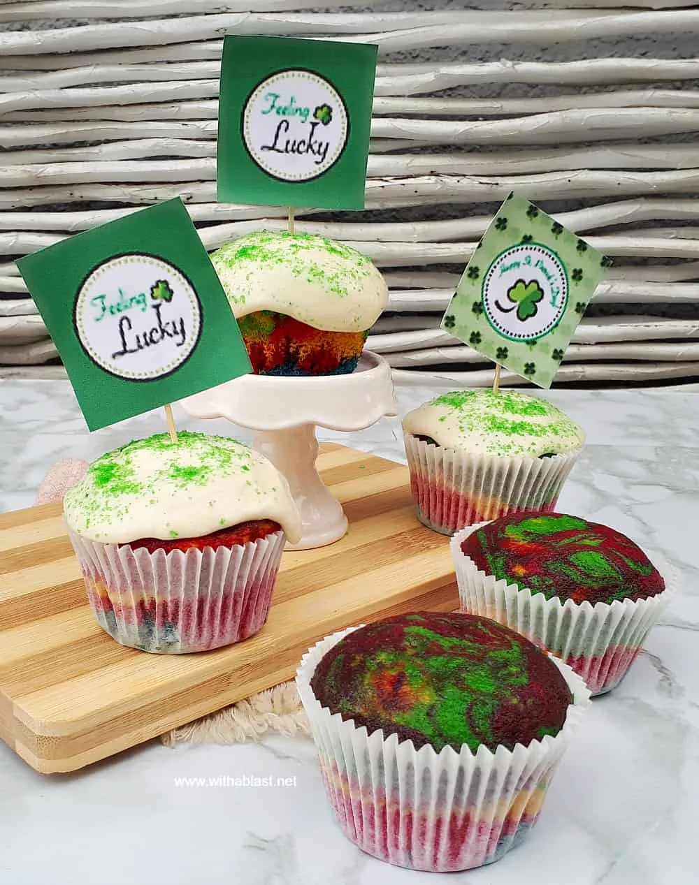 Irish Cream Rainbow Cupcakes