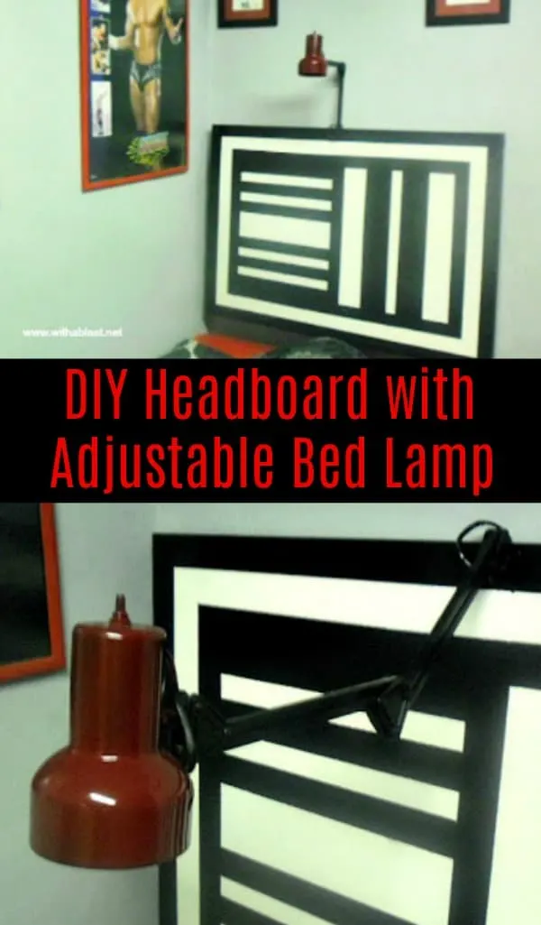 DIY Headboard with Adjustable Bed Lamp made out of an old door ! #DIY #Headboard #HeadboardWithLamp