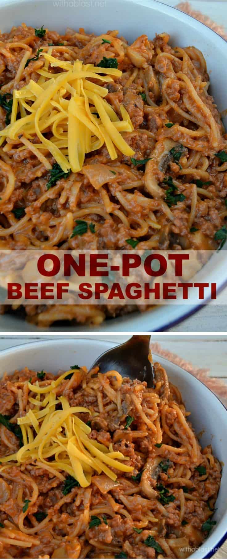 One-Pot Beef Spaghetti is ready in under 25 minutes - a creamy tomato dinner dish with ground beef, vegetables and perfectly spiced ! #OnePotDinner #SpaghettiDinner #GroundBeefRecipes #ComfortFood