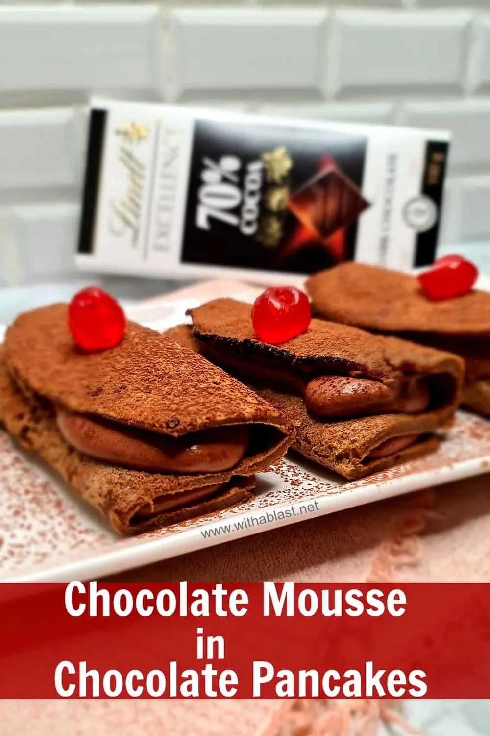 Chocolate Mousse in Chocolate Pancakes
