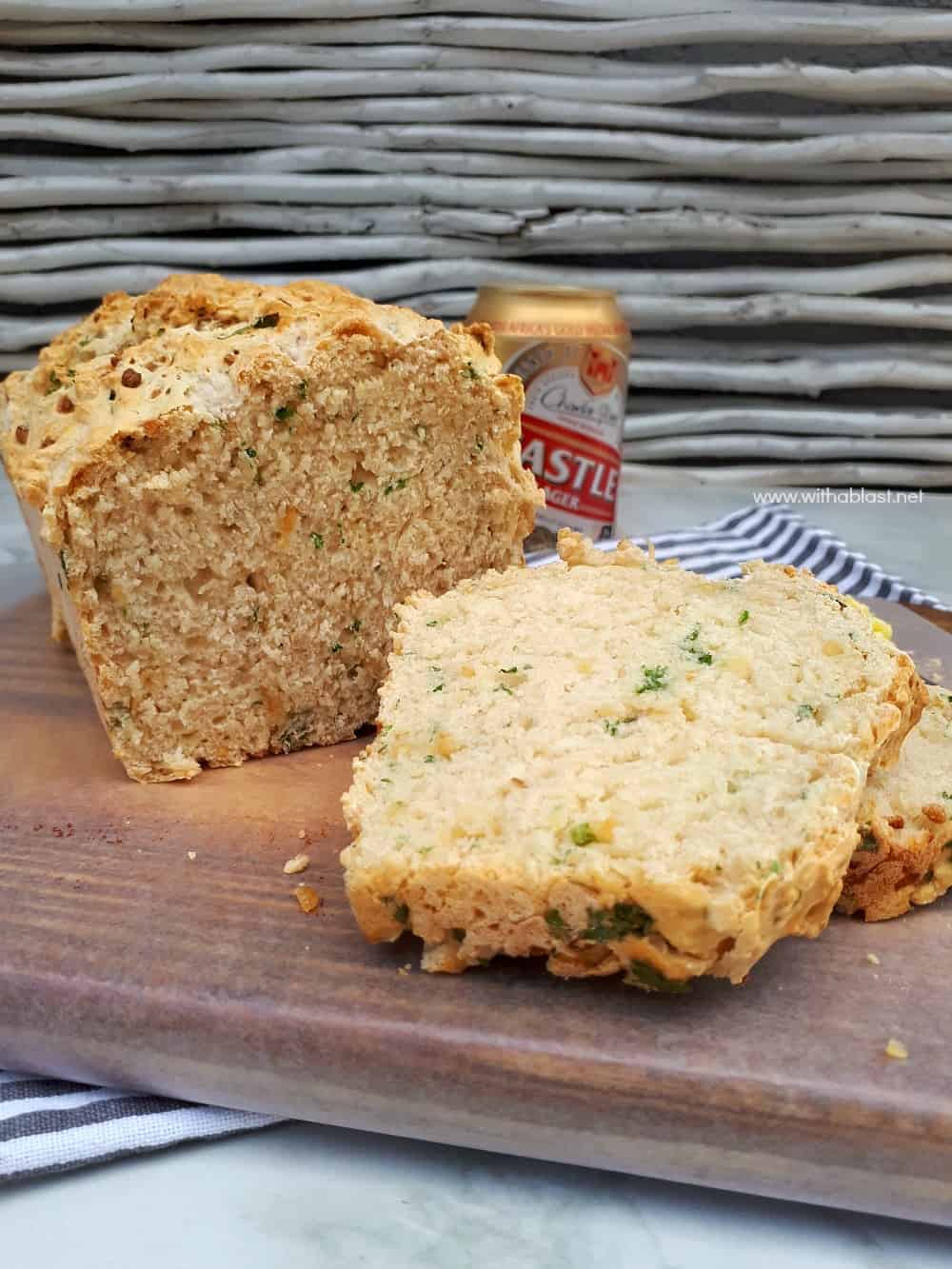 Tasty, quick and easy, mix and bake recipe for a Garlic and Parsley Beer Bread to serve as a side instead of dinner rolls or as a snack