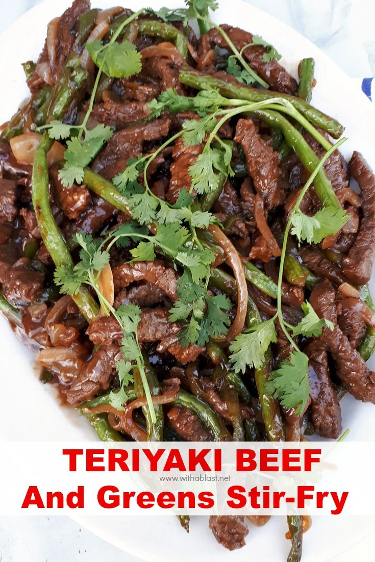 Delicious and so simple to make Teriyaki Beef and Greens Stir-Fry is ready in under 20 minutes - the perfect busy week night dinner #TeriyakiBeef #BeefStirFry #StirFryRecipes #QuickDinnerRecipes