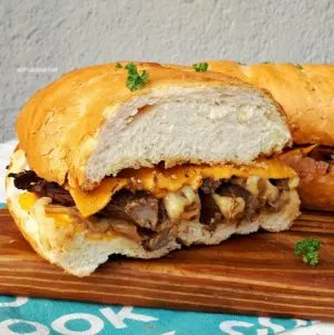 Triple Cheese Steak and Mushroom Sandwich