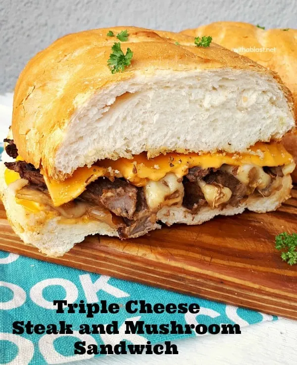 Triple Cheese Steak And Mushroom Sandwich