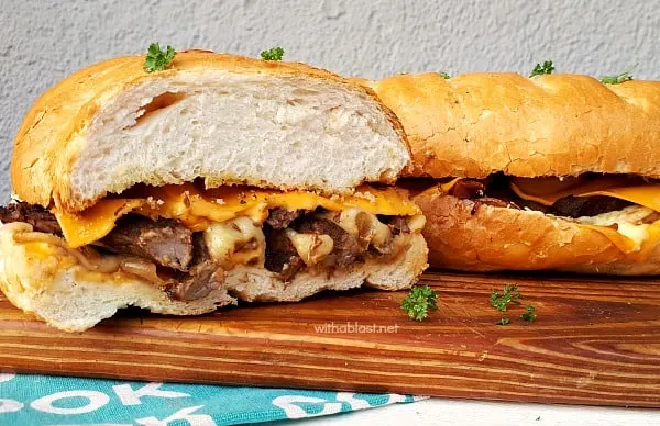 Triple Cheese Steak And Mushroom Sandwich