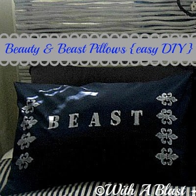 eauty and Beast Pillows (Easy DIY}) #diy #crafts #fabricpainting #painting #stencil
