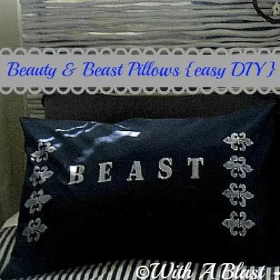 eauty and Beast Pillows (Easy DIY}) #diy #crafts #fabricpainting #painting #stencil