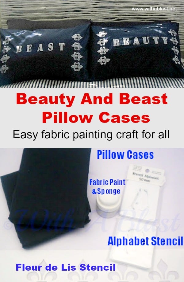 Beauty and Beast Pillows (Easy DIY}) #diy #crafts #fabricpainting #painting #stencil