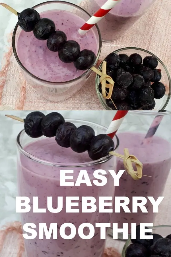 The easiest and most simple recipe to make a delicious, filling easy Blueberry Smoothie using only three ingredients ! Perfect drink for brunch or lunch.