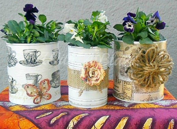 Pretty Plant Pots (Re-Cycled Cans)