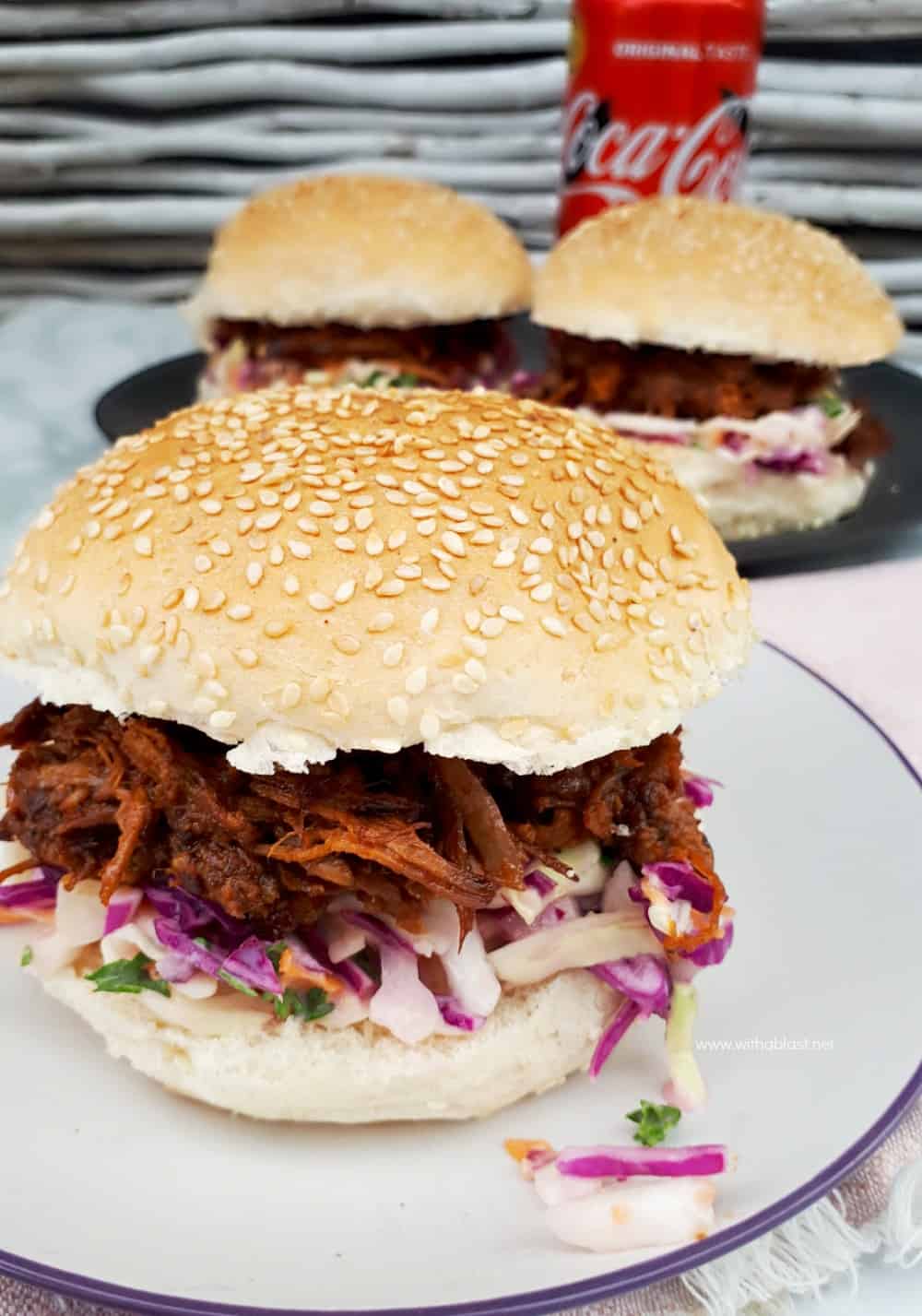 Very tasty BBQ Pulled Beef Sandwiches made with beef short rib and cooked in the Slow-Cooker - always a winner with the coleslaw