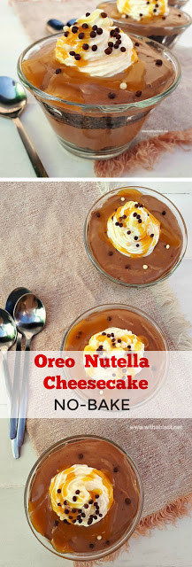 An easy, no-bake Oreo Nutella Cheesecake for a last minute dessert
