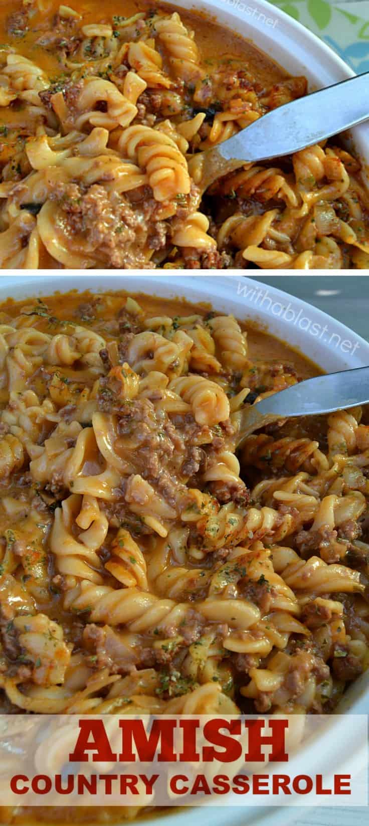 Delicious, creamy Amish Country Casserole ~ economical recipe enough for 8 - 10 servings #Amish #Casseroles #AmishCasserole