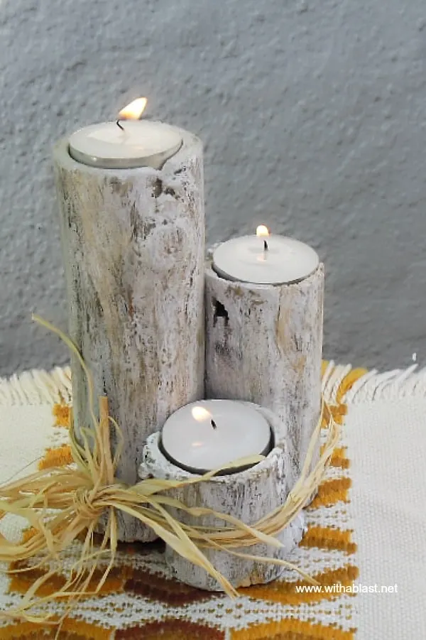 Branch Candle Holder is so lovely, especially as part of your Fall decor, and so easy and fun to make your own. Use separately, tied together or as a centerpiece