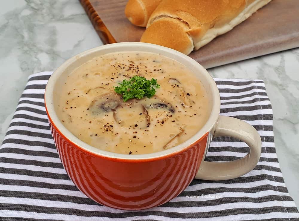 Creamy Mushroom Soup is a quick, homemade, comforting soup recipe which uses all standard pantry ingredients - filling and delicious !