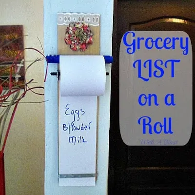 Grocery List On A Roll ~ Literally a Grocery List on a Roll made with everyday stuff ~ and the roll lasts forever ! #organizing #grocerylist Grocery List On A Roll