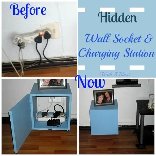 Hidden Wall Socket ~ Quick and easy DIY fix for those open, ugly sockets and this adds storage as well #Storage #Organizing Hidden Wall Socket