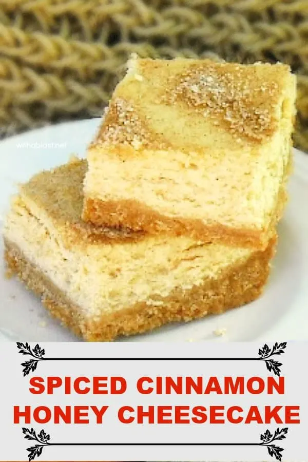 Fall flavors at it's best in this totally addictive Spiced Cinnamon Honey Cheesecake - creamy cheesecake on a Ginger cookie crust #HoneyCheesecake #CheesecakeREcipes #FallCheesecakeRecipes #CinnamonCheesecake #SpicedCinnamonDessert