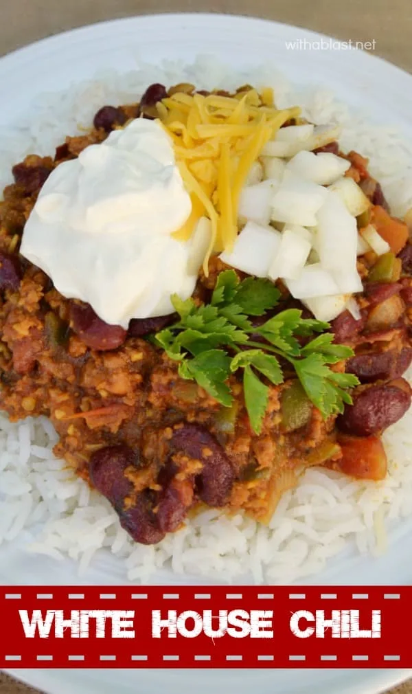 The way the Obama's have their White House Chili - with the trimmings ! The way the Obama's have their White House Chili - with the trimmings !