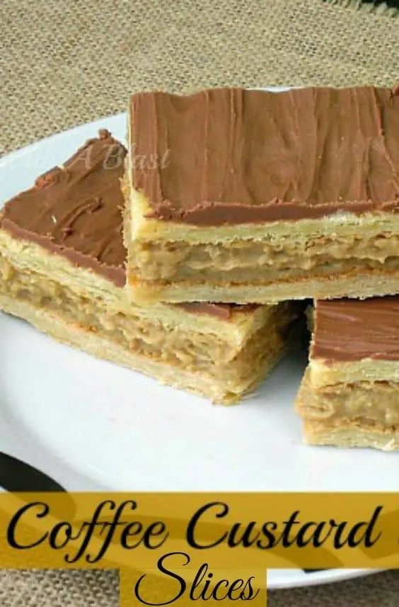 Coffee Custard Slices made using Puff Pastry ! Quickly and easily