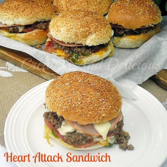 Heart Attack Sandwich ~ Perfect weekend (or weekday) food for a crowd, made quickly and easily ! #Sandwich www.withablast.net