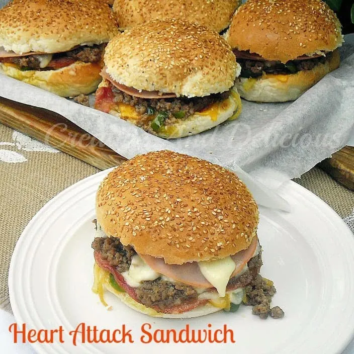 Heart Attack Sandwich ~ Perfect weekend (or weekday) food for a crowd, made quickly and easily ! #Sandwich www.withablast.net