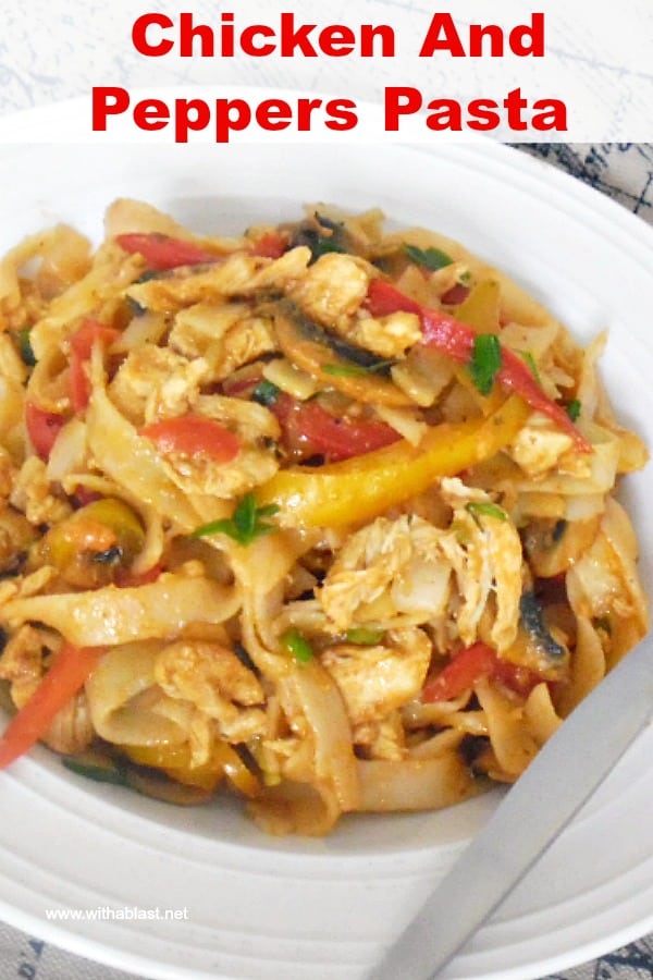 This Chicken and Peppers are bursting with flavor and so colorful. Kids also love this dish, which is so quick and easy to make on the stove top #PastaDinner #PastaRecipes #ChickenPasta