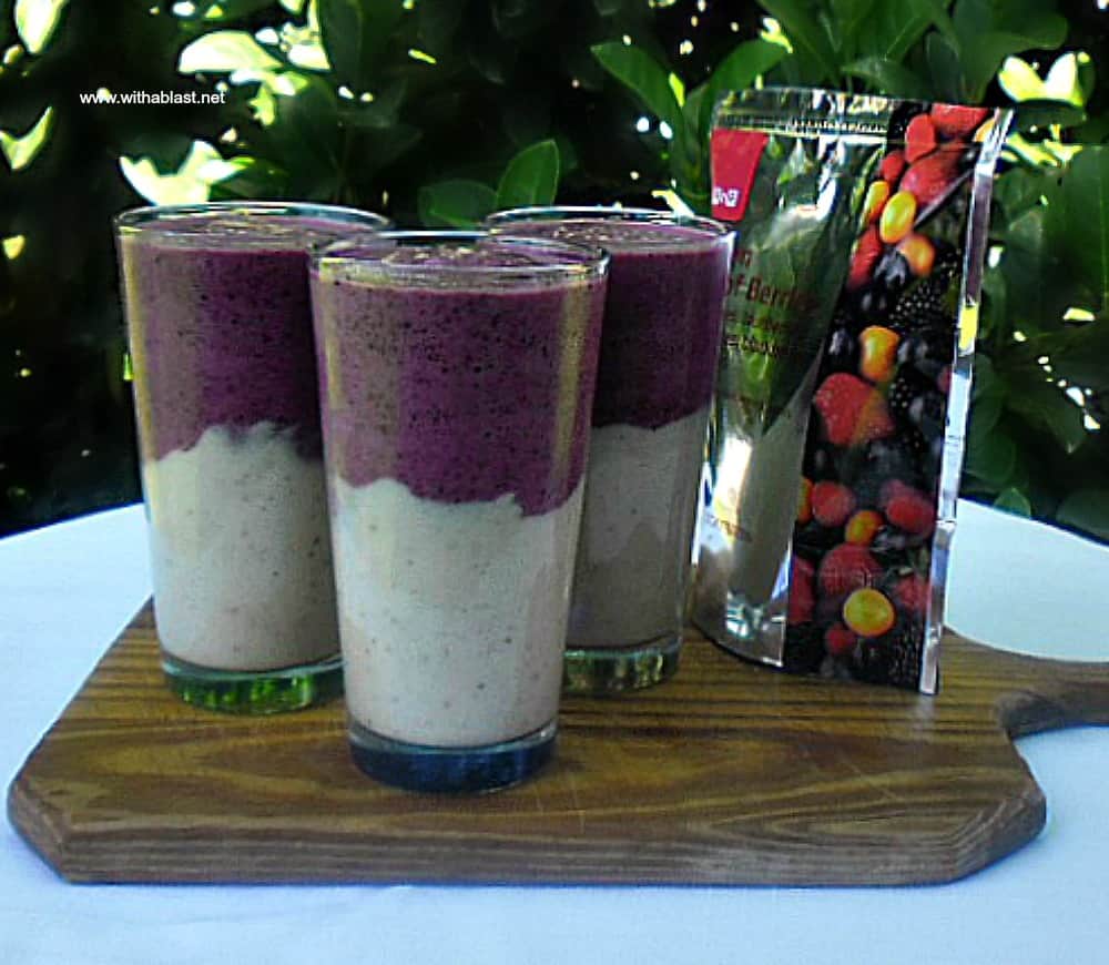 Layered Breakfast Berry Smoothie ~ Delicious, healthy booster for breakfast and so easy to make too ! All year round recipe.