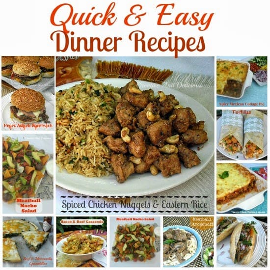 We all need Quick and easy Dinner recipes from time to time ! In this collection we have pasta dishes, filling sandwiches and more #QuickDinnerRecipes #EasyDinnerRecipes