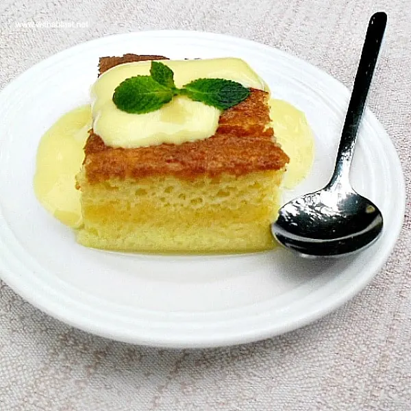 This Zesty Citrus Pudding slices recipe has a light sauce at the bottom and soft cake on top - the ideal comfort dessert during cold weather !