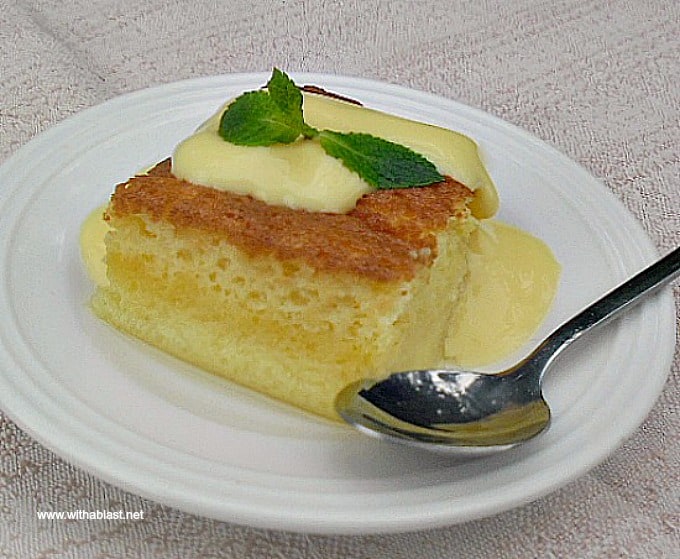 This Zesty Citrus Pudding slices recipe has a light sauce at the bottom and soft cake on top - the ideal comfort dessert during cold weather !