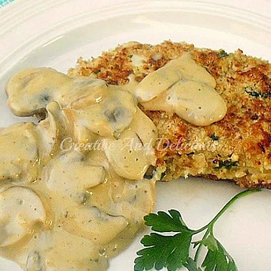 Healthy, tender & juicy Lemon Chicken Schnitzels in a Low-Fat Mushroom Sauce ! Healthy, tender & juicy Lemon Chicken Schnitzels in a Low-Fat Mushroom Sauce !
